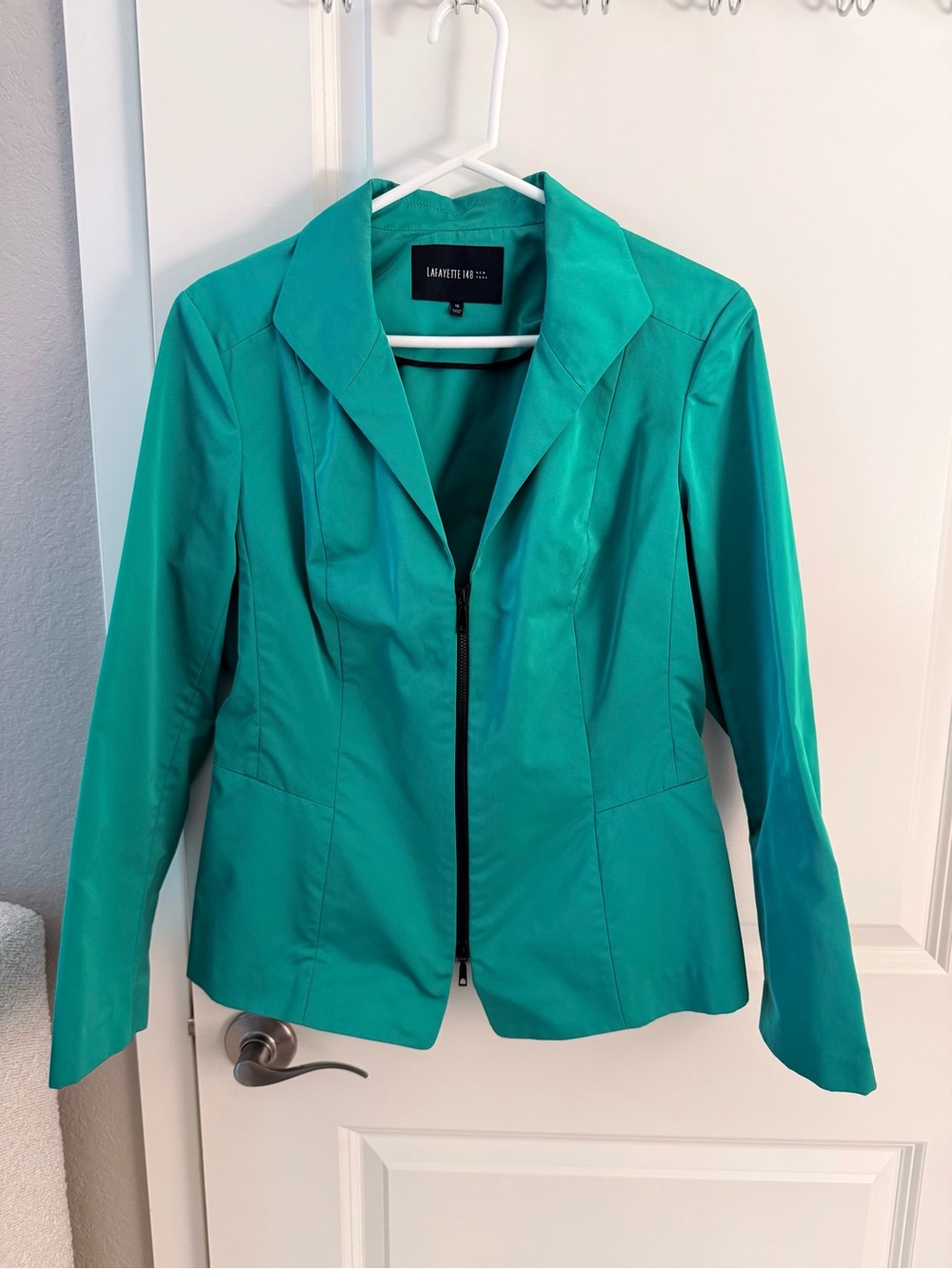 Lafayette 148 New York Teal Zip-Front Blazer